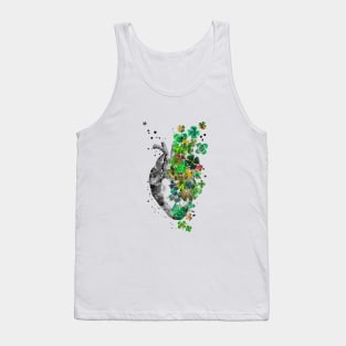 Heart anatomy, heart with four-leaf clovers Tank Top